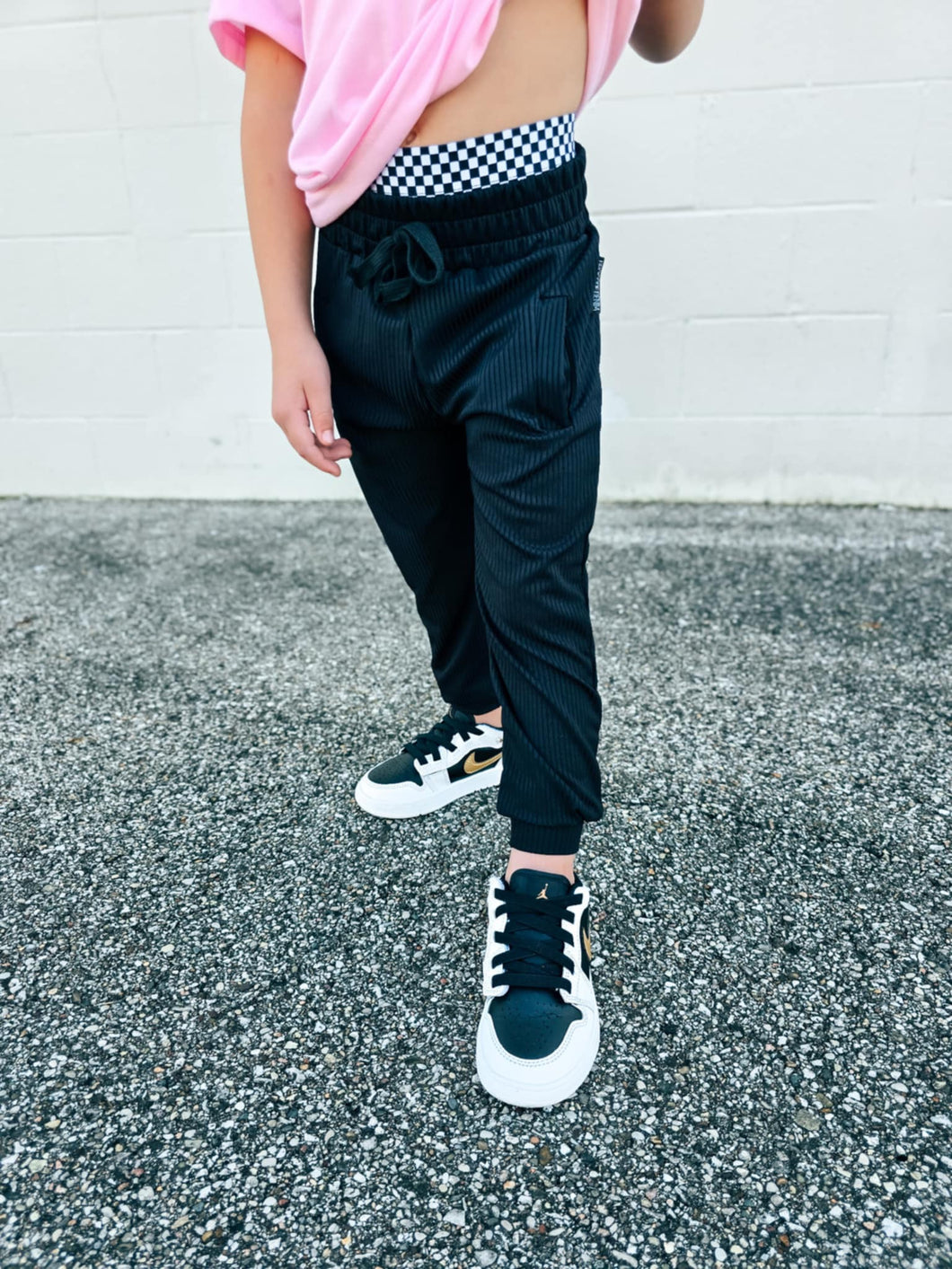 Black Ribbed Joggers